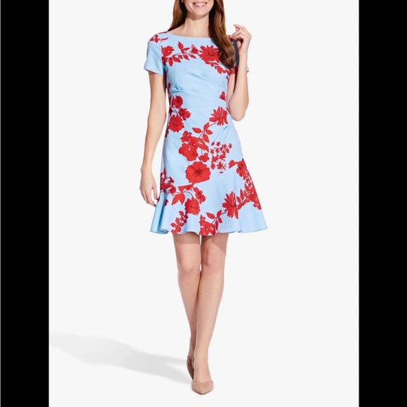 Adrianna Papell Dresses & Skirts - Adrianna Papell Sz.4 Floral Blue and Red Dress BNWOT